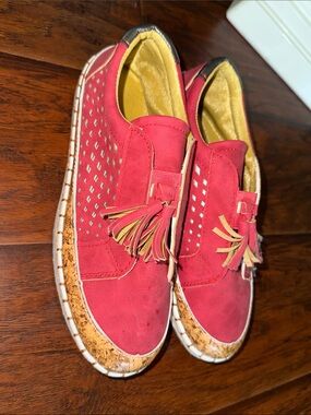 Women’s Red Tassel Slip-On Sneakers